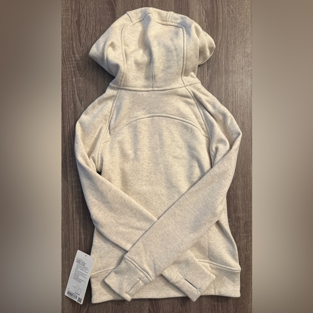 Lululemon Scuba full zip hoodie plush. Heathered Bone with gold zipper. Size 4. - Picture 5 of 16